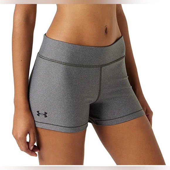 Under Armour Pants - Under Armour Charcoal Heather Gray Heatgear Mid-rise Shorty Compression Shorts L